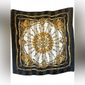 Vintage Baroque Chain & Medallion Square Scarf – 38” x 38”